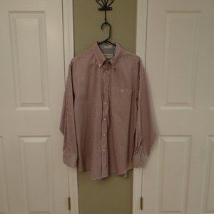 ORVIS   LONG SLEEVE BUTTON DOWN RED STRIPE SHIRT L